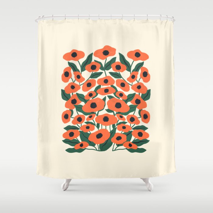 Red Poppy Garden 2 Shower Curtain Gallery Image 1