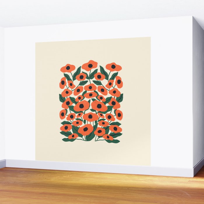 Red Poppy Garden 2 Wall Mural Gallery Image 2