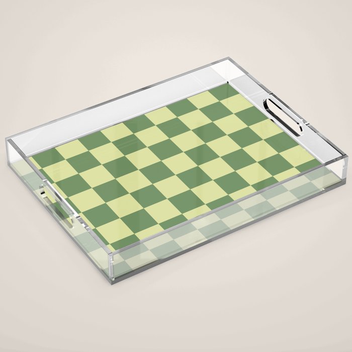 Pistachio Cream x Sea Glass Mixed Checker Acrylic Tray Gallery Image 1