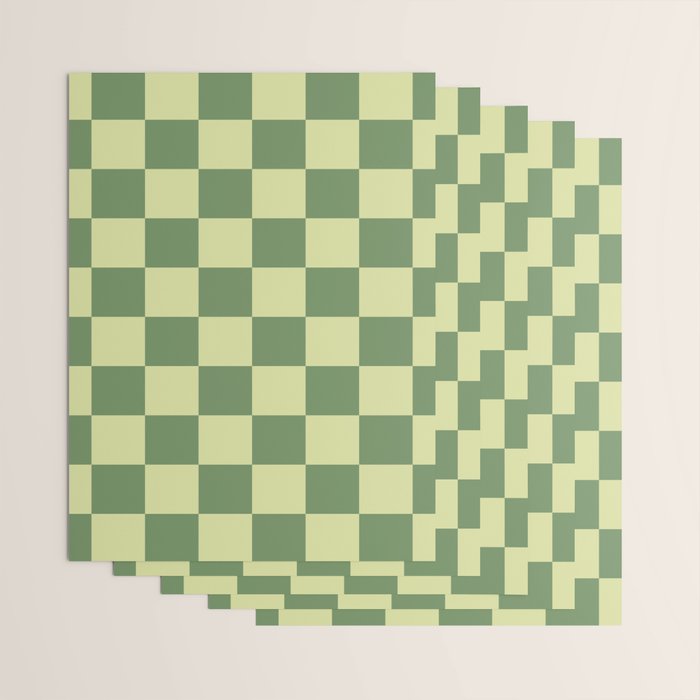Pistachio Cream x Sea Glass Mixed Checker Wrapping Paper Gallery Image 3