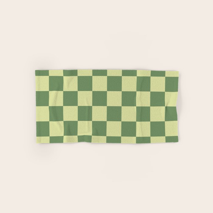 Pistachio Cream x Sea Glass Mixed Checker Bath Towel Gallery Image 1