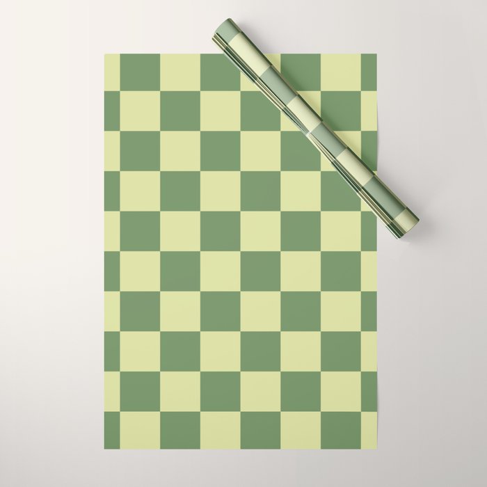 Pistachio Cream x Sea Glass Mixed Checker Wrapping Paper Gallery Image 1