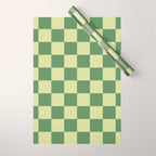 Pistachio Cream x Sea Glass Mixed Checker Wrapping Paper Gallery Image 1