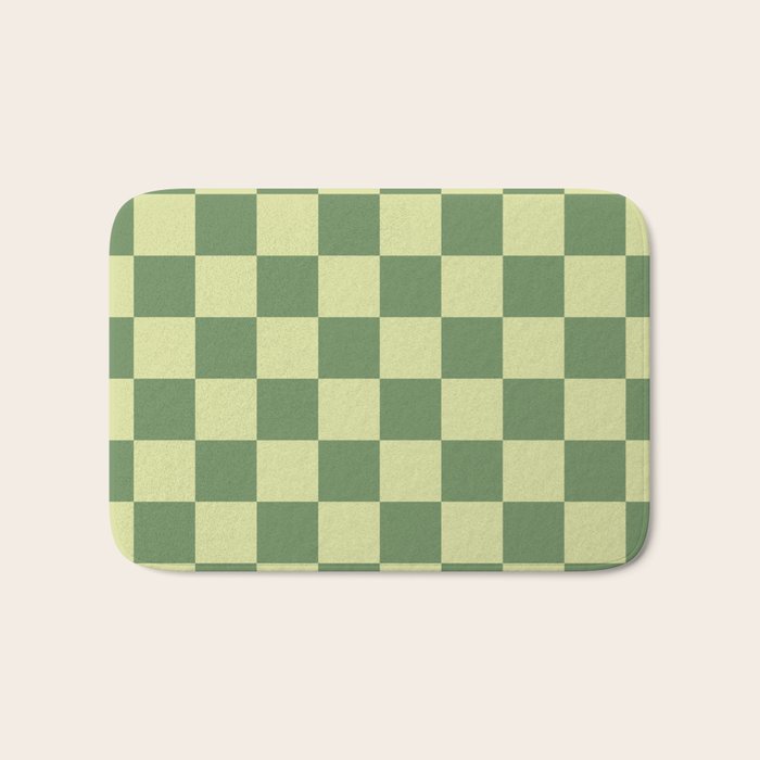 Pistachio Cream x Sea Glass Mixed Checker Bath Mat Gallery Image 1
