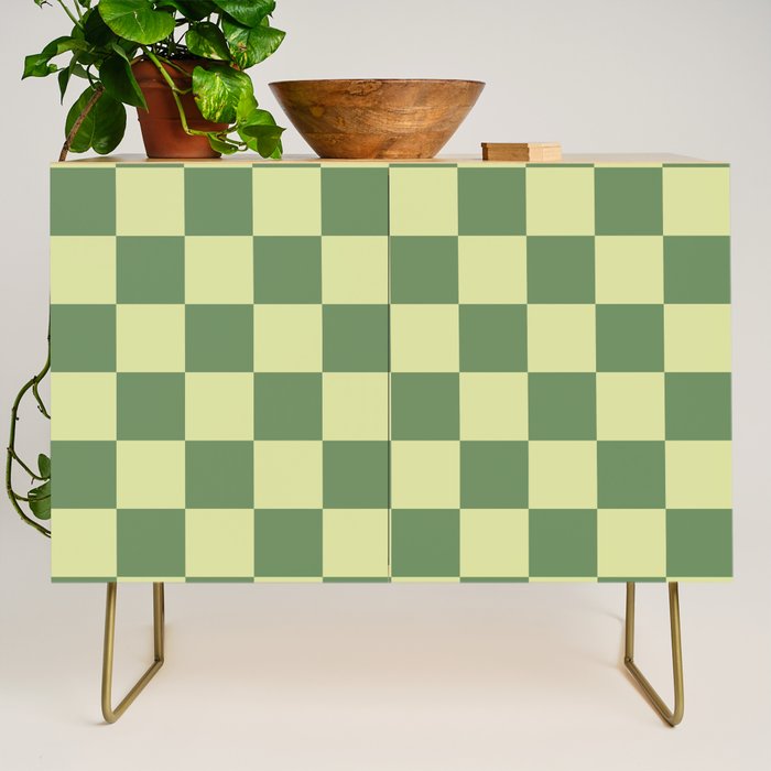 Pistachio Cream x Sea Glass Mixed Checker Credenza Gallery Image 1