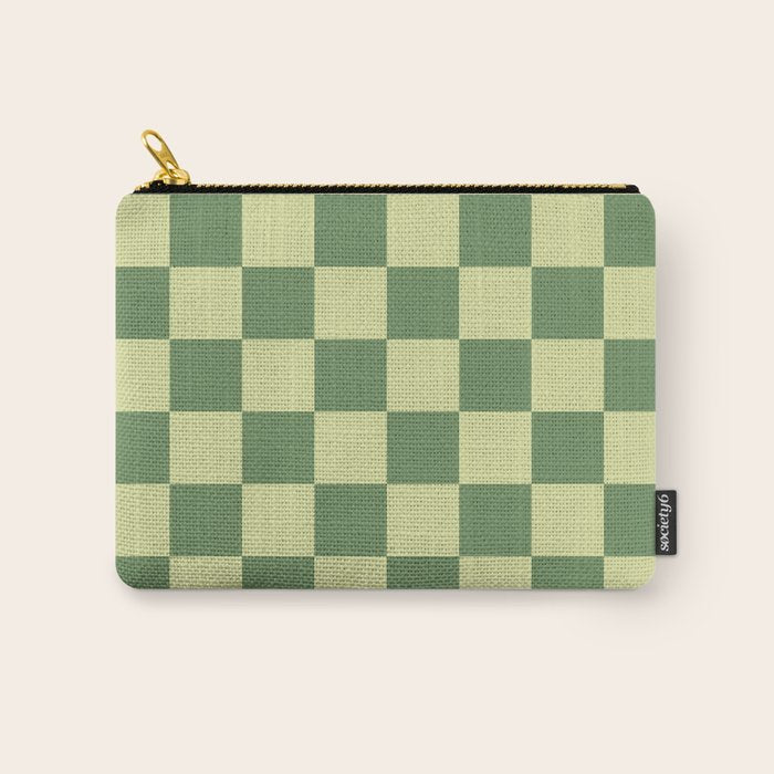Pistachio Cream x Sea Glass Mixed Checker Carry All Pouch Gallery Image 1