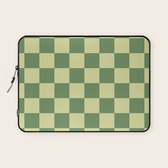 Pistachio Cream x Sea Glass Mixed Checker Laptop Sleeve Gallery Image 1