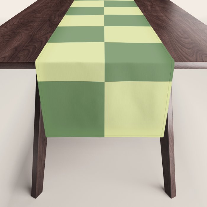 Pistachio Cream x Sea Glass Mixed Checker Table Runner Gallery Image 1