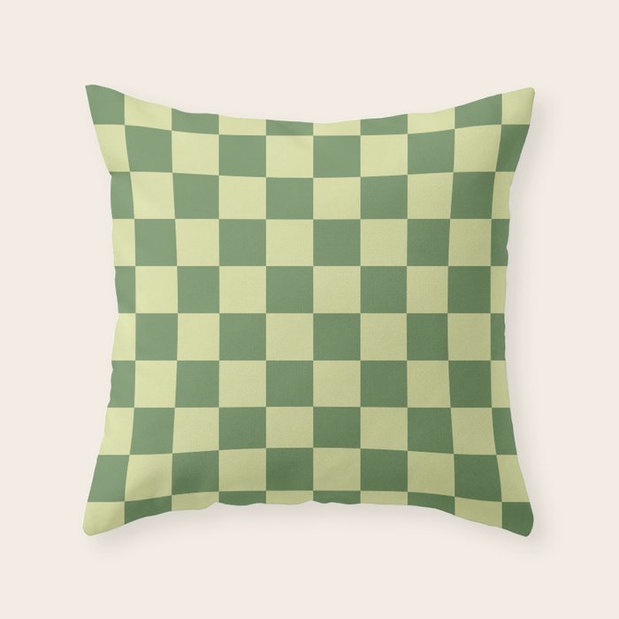 Pistachio Cream x Sea Glass Mixed Checker Throw Pillow Gallery Image 6