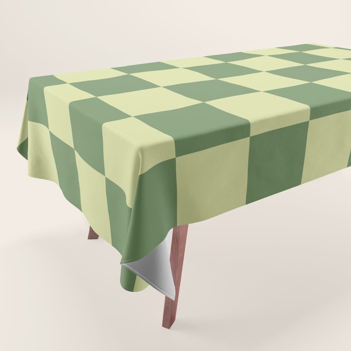 Pistachio Cream x Sea Glass Mixed Checker Tablecloth Gallery Image 1