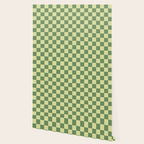Pistachio Cream x Sea Glass Mixed Checker Wallpaper Gallery Image 2