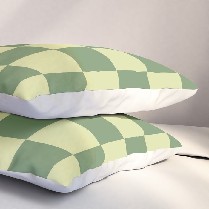 Pistachio Cream x Sea Glass Mixed Checker Pillow Sham Gallery Image 3