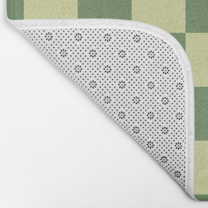 Pistachio Cream x Sea Glass Mixed Checker Bath Mat Gallery Image 2