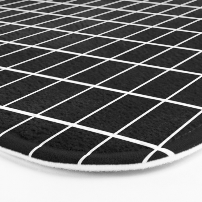 Black Grid White Lines| Black Aesthetic Bath Mat Gallery Image 3
