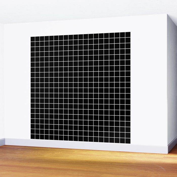 Black Grid White Lines| Black Aesthetic Wall Mural Gallery Image 2