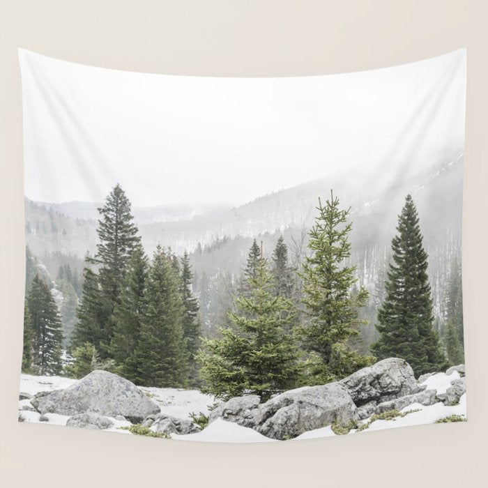 Winter Forest Landscape  Wall Tapestry Gallery Image 1