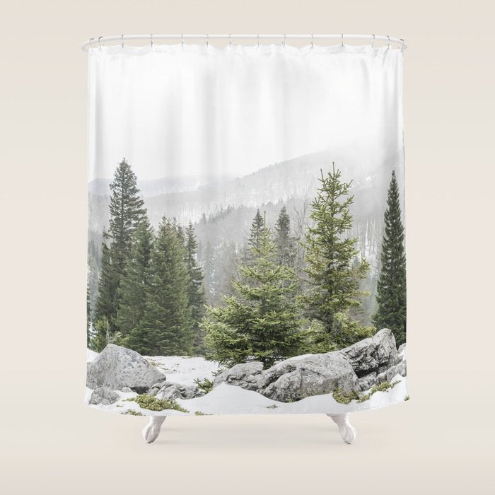 Winter Forest Landscape  Shower Curtain Gallery Image 1
