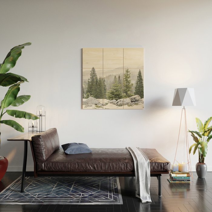 Winter Forest Landscape  Wood Wall Art Gallery Image 2