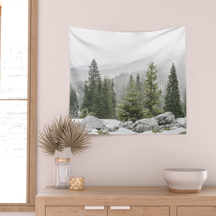 Winter Forest Landscape  Wall Tapestry Gallery Image 2