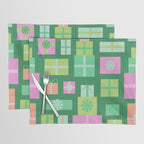Retro Christmas Presents - Multi on Green Placemat Gallery Image 1