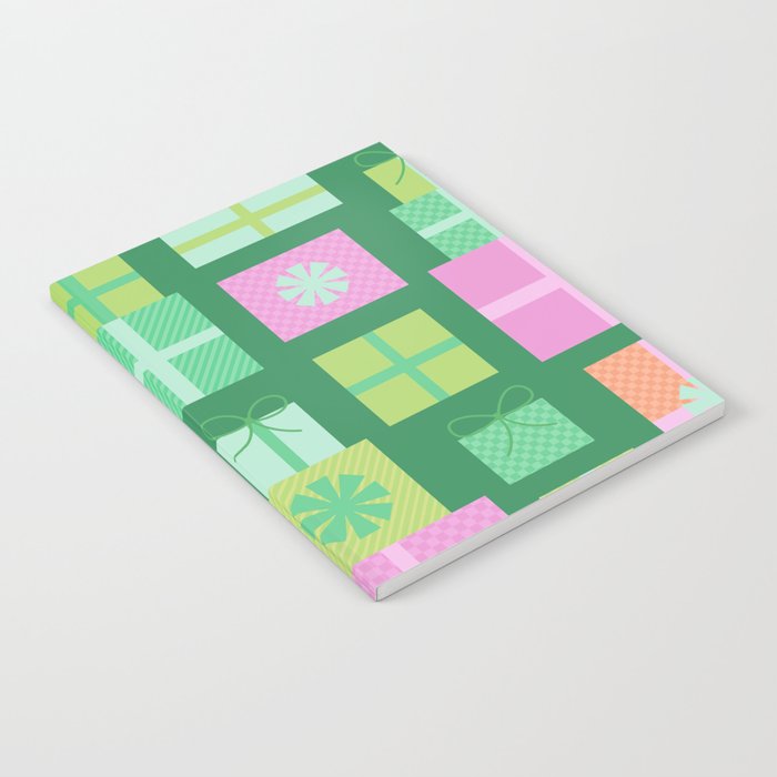 Retro Christmas Presents - Multi on Green Notebook Gallery Image 1