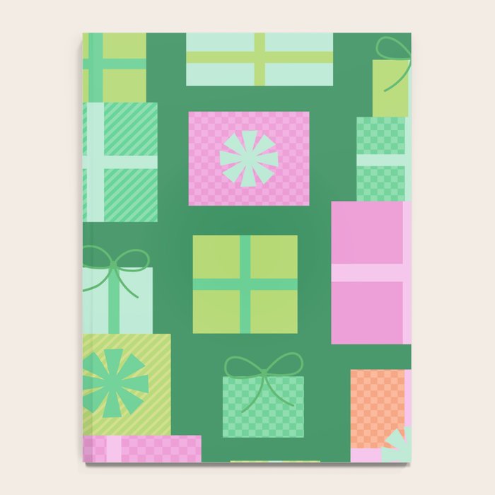 Retro Christmas Presents - Multi on Green Notebook Gallery Image 4