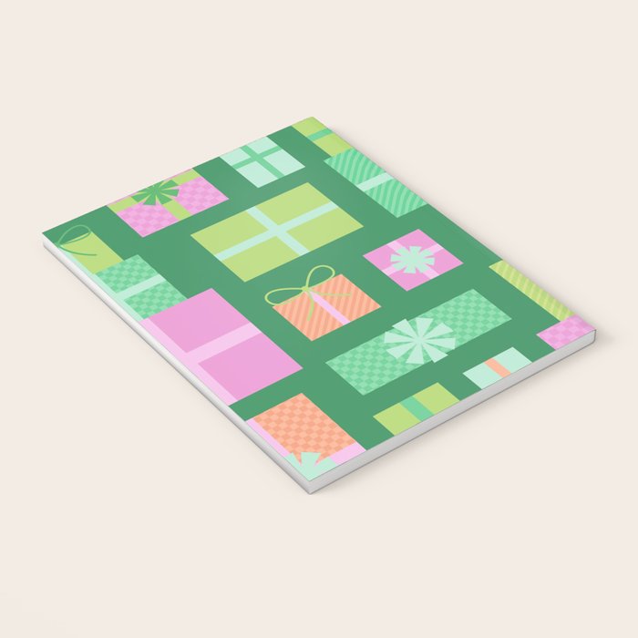 Retro Christmas Presents - Multi on Green Notebook Gallery Image 3