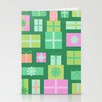 Retro Christmas Presents - Multi on Green Stationery Card Gallery Image 2