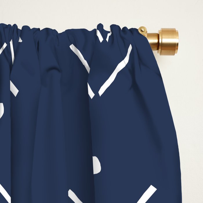 Arrow Lines Pattern in Navy Blue Window Curtain Gallery Image 2