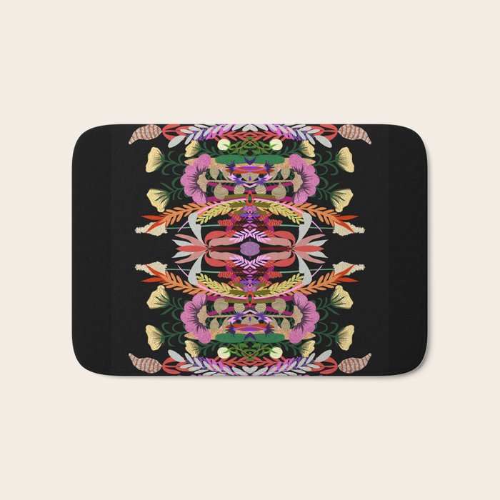The Butterfly Effect Series - 01, Paint Blot Mirror Colorful, Symmetrical Graphic, Eclectic Mandala  Bath Mat Gallery Image 1