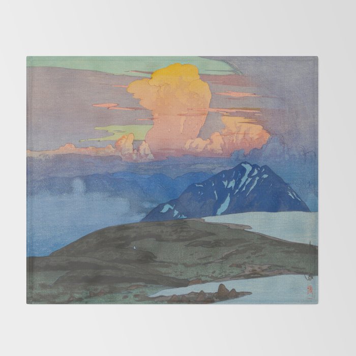 Japan Alps Vintage Beautiful Japanese Woodblock Print Hiroshi Yoshida Landscape Throw Blanket Gallery Image 2