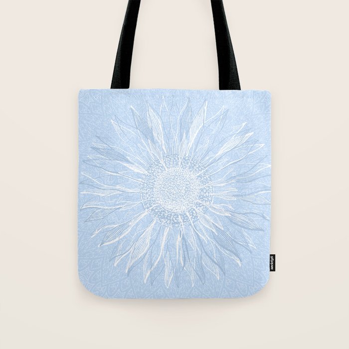 Festive, Winter, Mandala, Snowflake, Sky Blue Tote Bag Gallery Image 1
