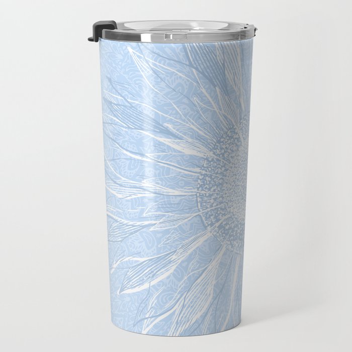 Festive, Winter, Mandala, Snowflake, Sky Blue Travel Mug Gallery Image 3