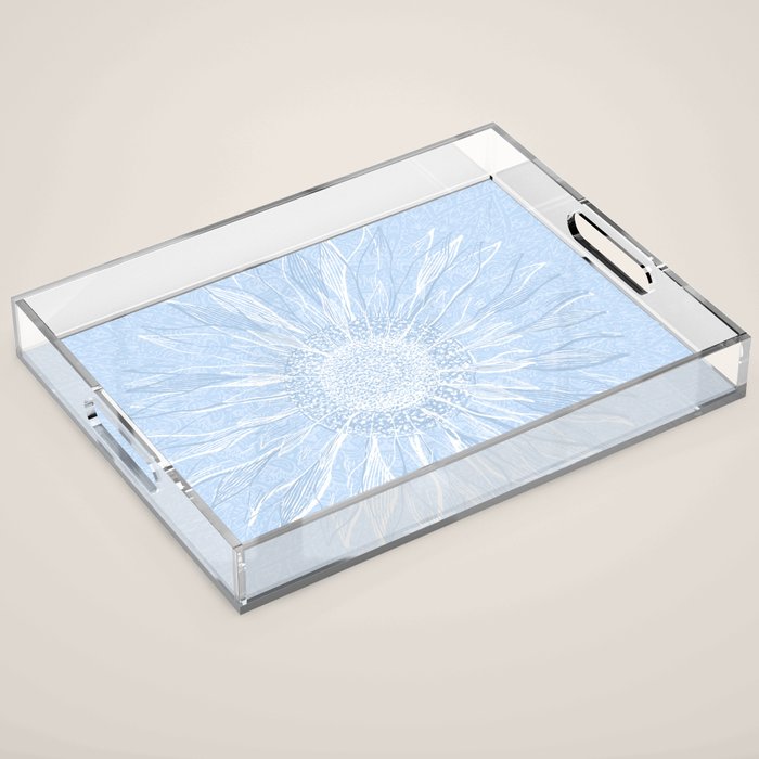 Festive, Winter, Mandala, Snowflake, Sky Blue Acrylic Tray Gallery Image 1