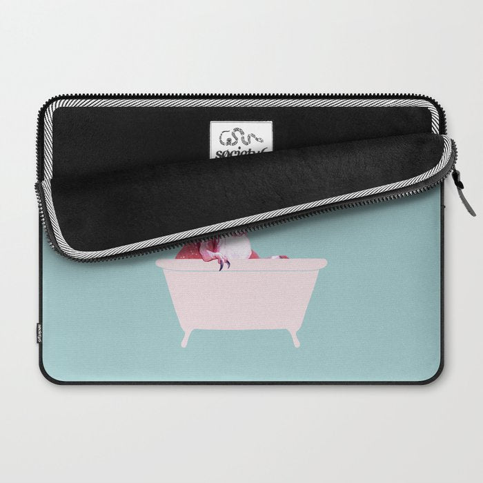 Pink T-Rex in Bathtub Laptop Sleeve Gallery Image 2