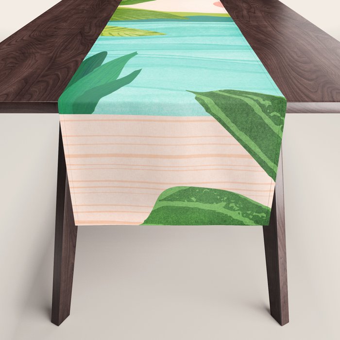 Vacation Views - Pink Coastal Landscape Table Runner Gallery Image 1