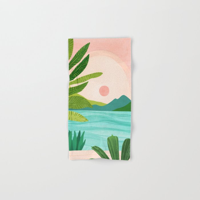 Vacation Views - Pink Coastal Landscape Bath Towel Gallery Image 1