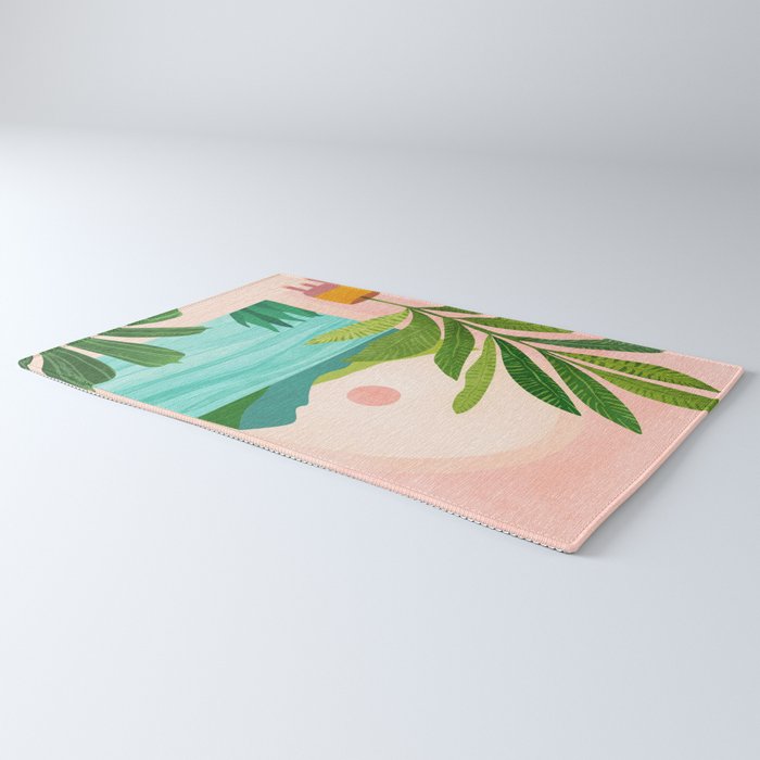 Vacation Views - Pink Coastal Landscape Rug Gallery Image 3