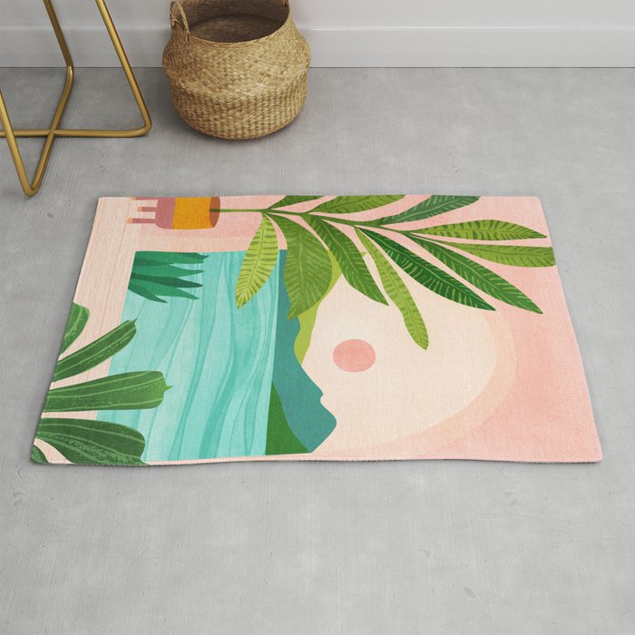 Vacation Views - Pink Coastal Landscape Rug Gallery Image 1