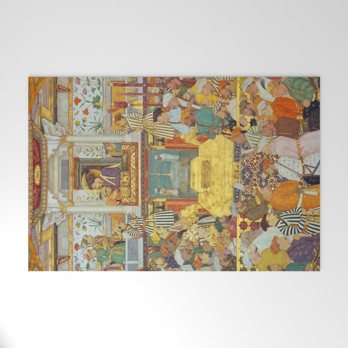 The accession of Shah Jahan by Bichitr, Indian Mughal Art Welcome Mat Gallery Image 1