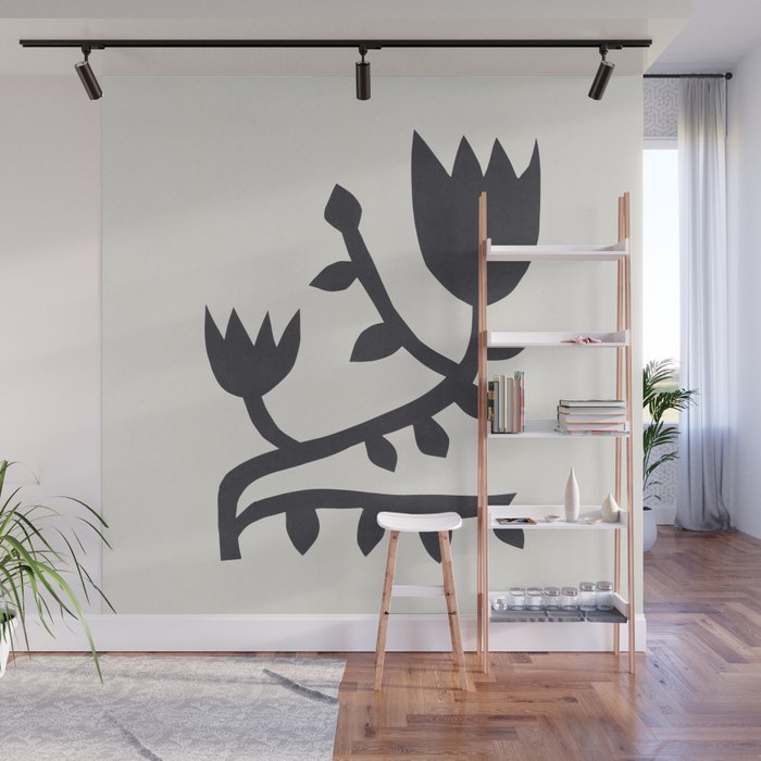 Black branch with two flowers - 5/5 Wall Mural Gallery Image 1