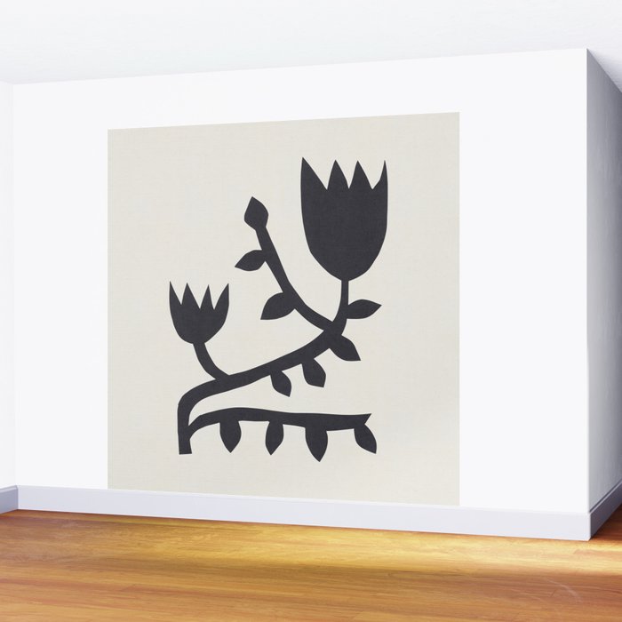 Black branch with two flowers - 5/5 Wall Mural Gallery Image 2