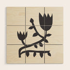 Black branch with two flowers - 5/5 Wood Wall Art Gallery Image 1