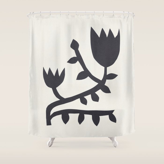 Black branch with two flowers - 5/5 Shower Curtain Gallery Image 1