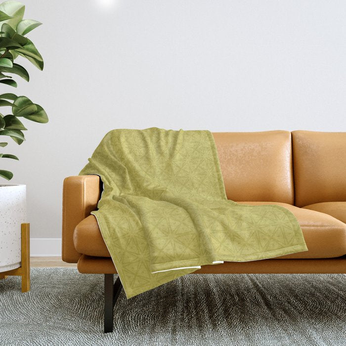 Yellow Monochromatic Asian Star Pattern Throw Blanket Gallery Image 1