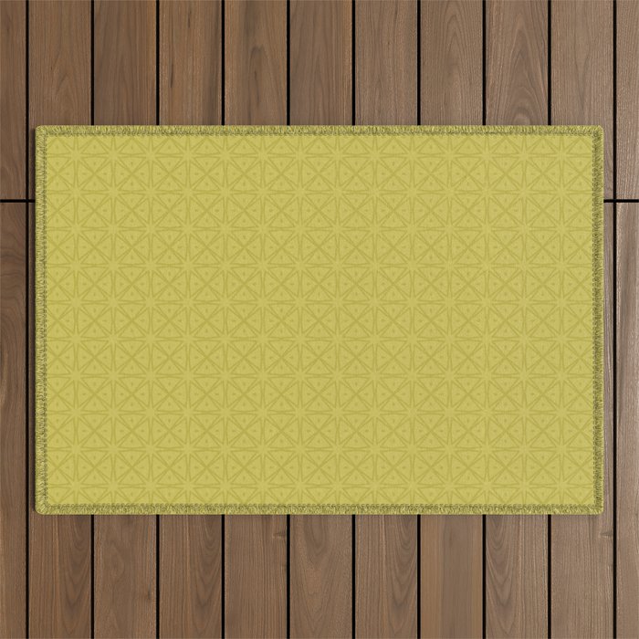 Yellow Monochromatic Asian Star Pattern Outdoor Rug Gallery Image 1