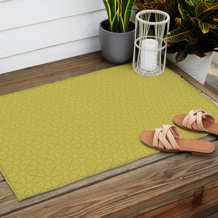 Yellow Monochromatic Asian Star Pattern Outdoor Rug Gallery Image 2