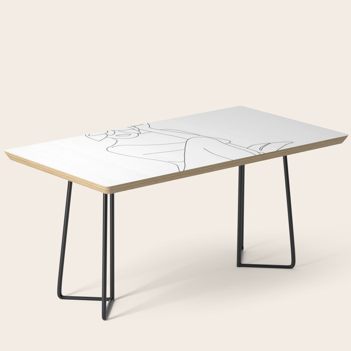 Minimal Line Art Woman with Tropical Leaves Coffee Table Gallery Image 1