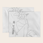 Minimal Line Art Woman with Tropical Leaves Placemat Gallery Image 1