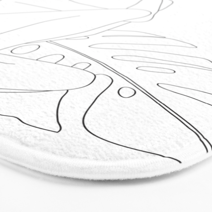 Minimal Line Art Woman with Tropical Leaves Bath Mat Gallery Image 3